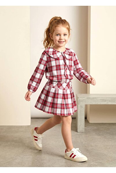 Ozmoz By Mukadder Özden Plaid Red Winter Little Girl Skirt