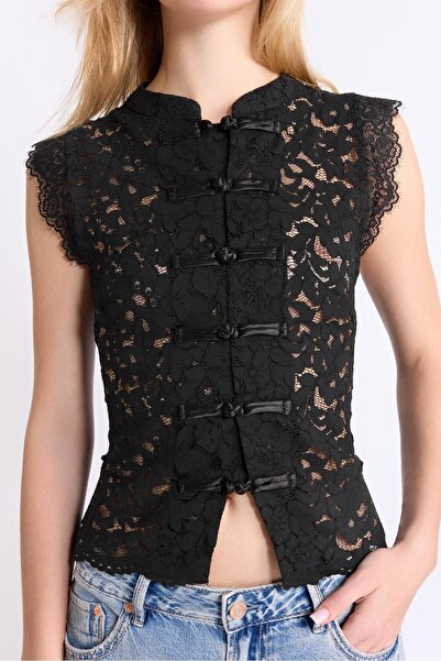 Stradivarius Quipao dantel bluz