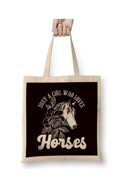 dekado Girl Who Loves Horses Horse Head Horseshoe Equestrian Sport Tote Bag L...