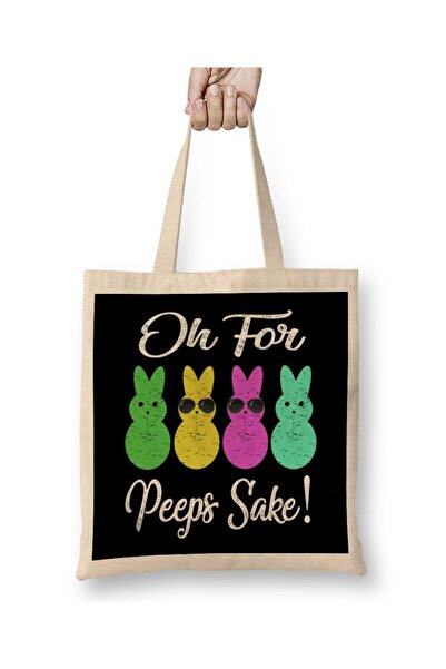 Generic Brand Oh For Peeps Sake Happy Easter Cloth Bag Long Handle