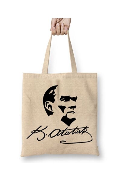 Generic Brand (2) Cloth Bags with Long Handles Signed by Atatürk