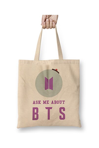 dekado Ask Me About Bts Typography Cloth Bag Long Handle