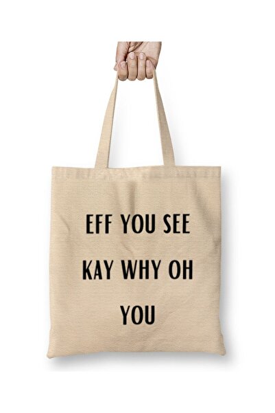 dekado Eff You See Kay Why Oh You YOGA LOVER حقيبة قماش بمقبض طويل