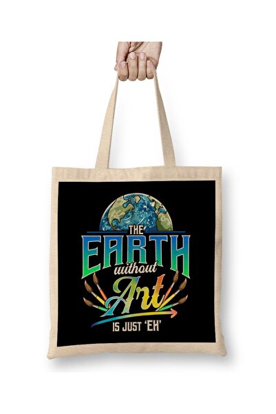 dekado Cute & Funny The Earth Without Art Is Just Eh Pun Cloth Bag Long Handle