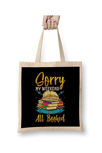 Generic Brand حقيبة قماش مضحكة "Sorny My Weekend Is All Booked" بمقبض طويل