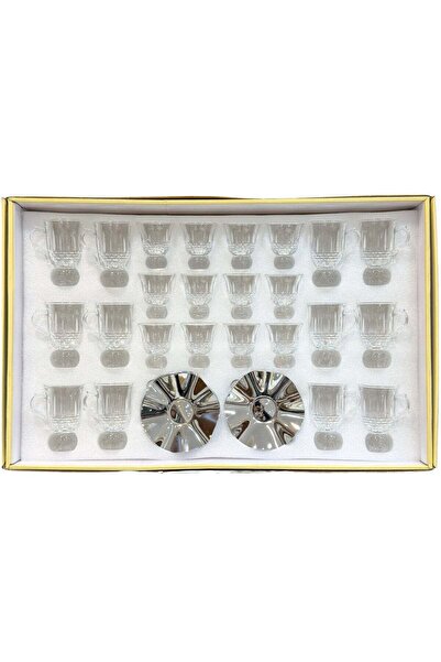 ALQANNAS مجموعة من 36 كوب شاي وقهوة من الكريستال |   يشمل صحونًا من الفولاذ ا...