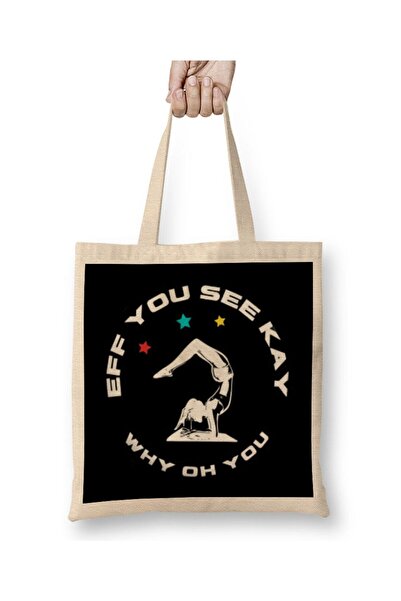 Generic Brand Eff You See Kay Why Oh You حقيبة قماش ذات مقبض طويل