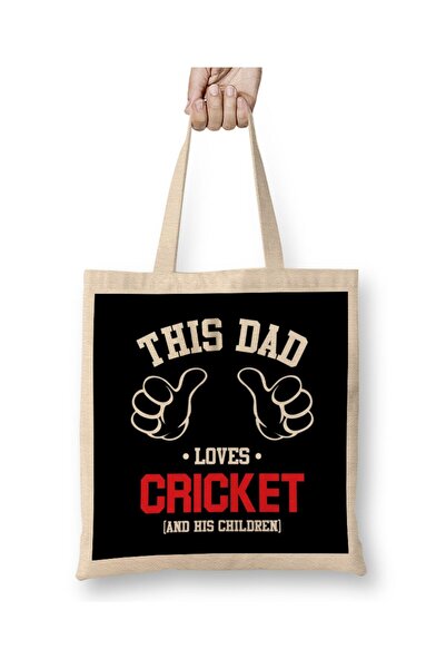 dekado Fathers Day This Dad Loves Cricket And His Children Tote Bag Long Handle