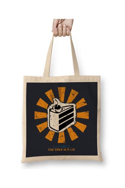 Generic Brand The Cake Is A Lie Retro Japanese Portal Tote Bag Long Handle