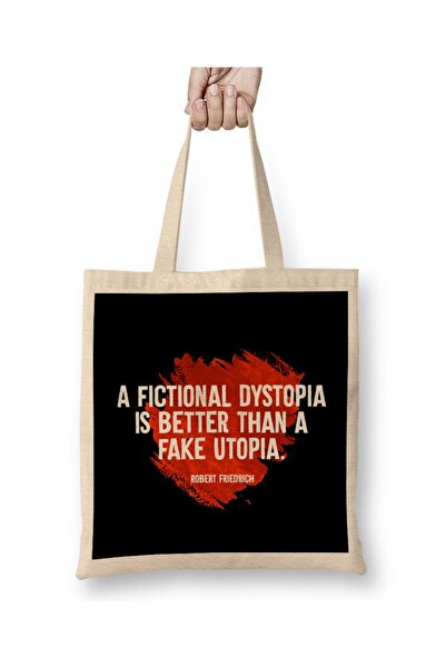 dekado حقيبة قماشية من A Fictional Dystopia أفضل من A Fake Utopia بمقبض طويل
