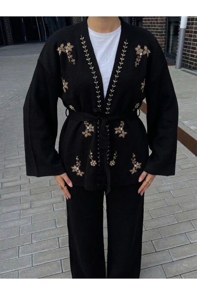 NLT Γυναικείο Σετ Κιμονό με Κεντημένη Πέτρα και Δέσιμο στη Μέση - KMN-239-21