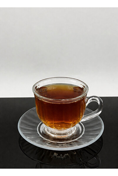 ALQANNAS 6Pcs Tea Cup Set with 6 Saucers Plain Crystal Glass Tea Cup and Sauc...
