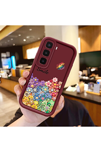 Hontinga Tecno Spark 40 Pro Plus Uyumlu Darbeye Dayanıklı Basit Bordo Silikon...