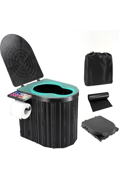 Sumkyle مرحاض خارجي، مرحاض قابل للطي بتصميم مريح مع حامل قابل للإزالة للتخييم...