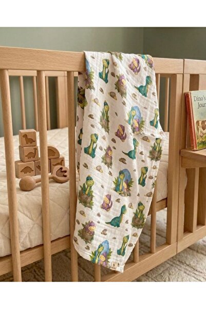 Müslin Bebek örtüsü Dino desen