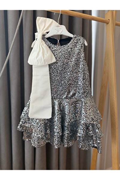 Baby Aden Satin Ribbon Detailed Sequin Costume Party Girl's Dress