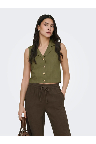 ONLY JDY Πράσινο Γιλέκο με Κουμπιά και Λαιμόκοψη V - 15366390