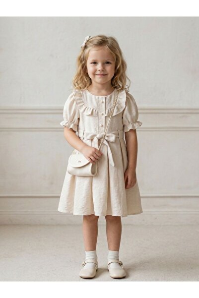 Cherrys Bebek Πι.λέλι. Κοριτσίστικο Φόρεμα με Λινή Τσάντα