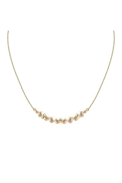MORELLATO Pearl necklace, 925 silver plated with 18K gold, natural pearls, ch...
