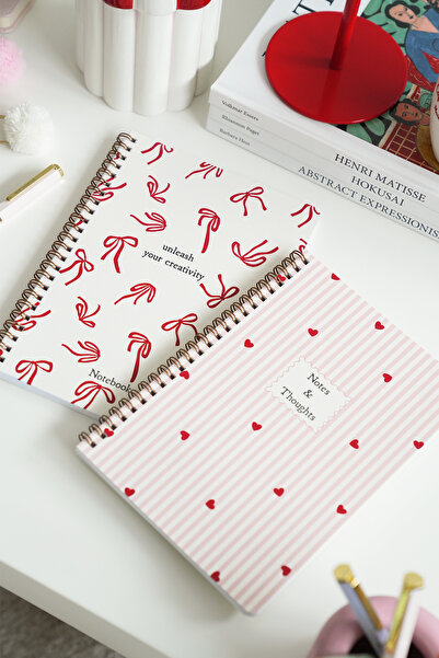 Matt Notebook دفتر مدرسي حلزوني A5، 80 ورقة، مجموعة من 2 - مسطر ومربعات