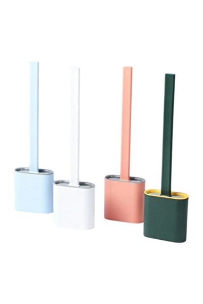 E-ANAMAG Βούρτσα τουαλέτας σιλικόνης με αυτοκόλλητη θήκη και εύκαμπτη κεφαλή