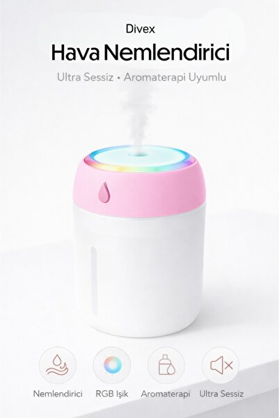 Divex Renkli RGB Işıklı Hava Nemlendirici - Ultra Sessiz Aromaterapi Difüzörü...