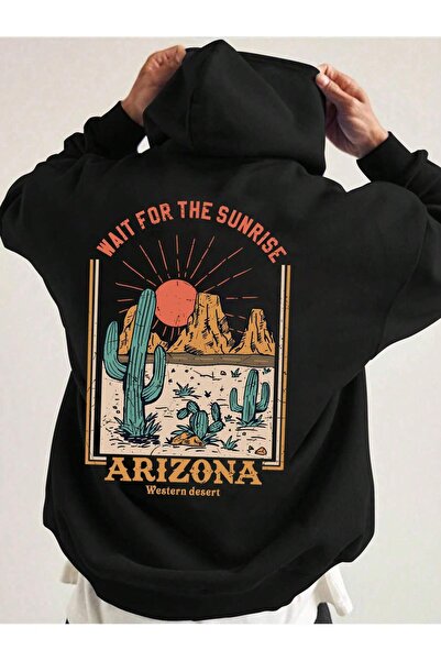 EYAX MODA Back Printed Hooded Unisex Sweatshirt