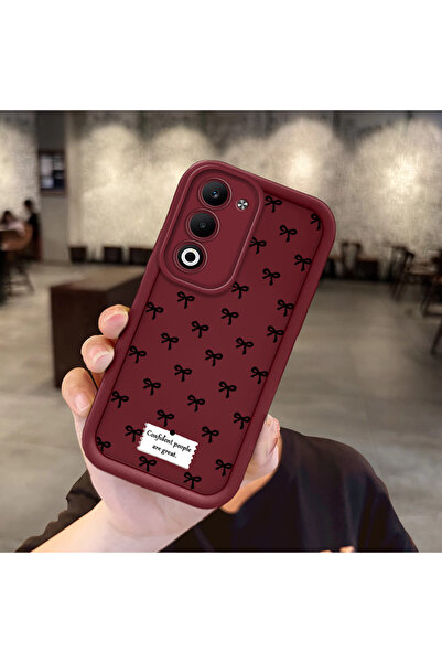 Hontinga OPPO A5 Pro 5G Uyumlu Darbeye Dayanıklı Basit Bordo Silikon Telefon ...
