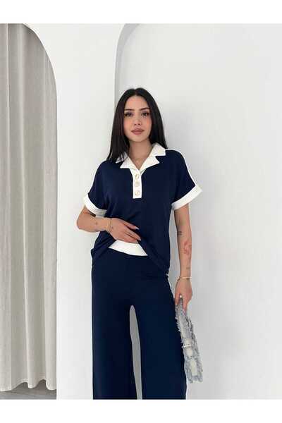 Kureyzibies Γυναικείο Σετ με Γιακά Πόλο, Άνετη Γραμμή, Λεπτομέρεια Ρίγας και ...