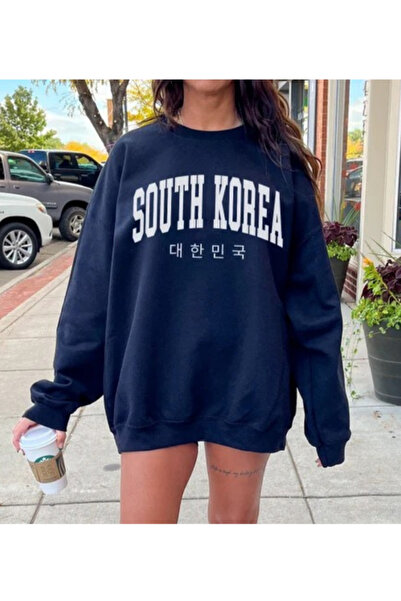 EYAX MODA Unisex South Korea Printed Crew Neck Sweatshirt