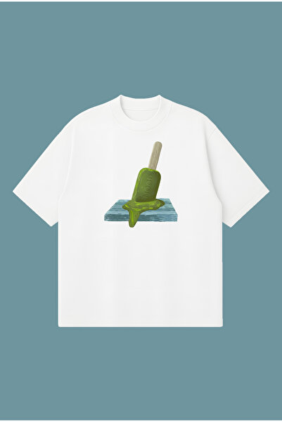 PURE POWER Yesil Ice Cream Oversize Boxy Fit Unisex 100% Cotton Tshirt – Prin...