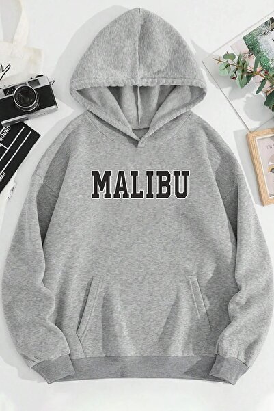 EYAX MODA Unisex Large Size Malibu Printed Oversize Sweatshirt