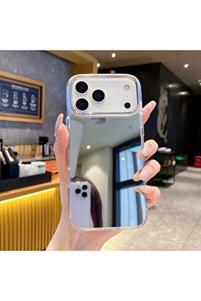walklifes غطاء مرآة متوافق مع آيفون 17 برو - إطار كاميرا شفاف فضي بتصميم بارز