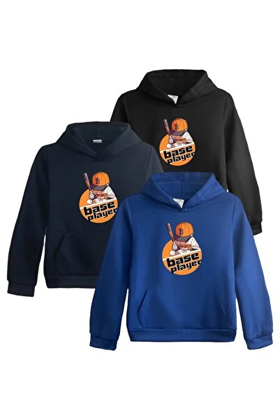 EYAX MODA 3-Pack Girls/Boys Printed Hooded Sweatshirt