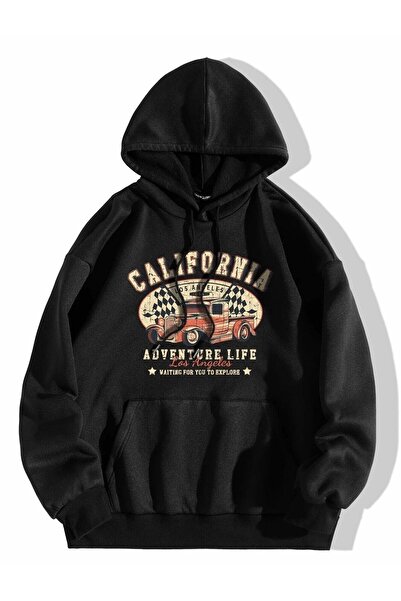 EYAX MODA Printed Unisex Hooded Oversize Sweatshirt