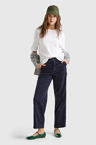 United Colors of Benetton Βελούδινο παντελόνι με φαρδιά μπατζάκια από βαμβακε...