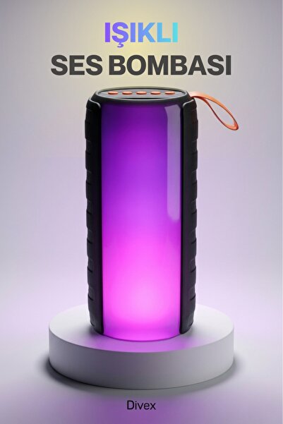 Divex Işıklı Bluetooth Kablosuz Taşınabilir Hoparlör Ses Bombası - RGB Renk D...