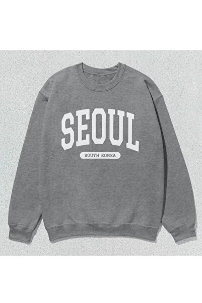 EYAX MODA Unisex Seoul Printed Crew Neck Sweatshirt