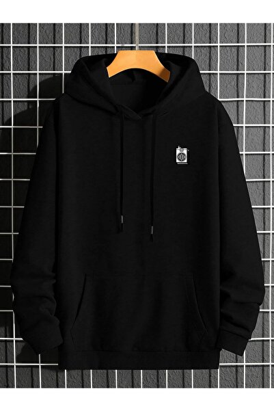 EYAX MODA Printed Oversize Hooded Sweatshirt