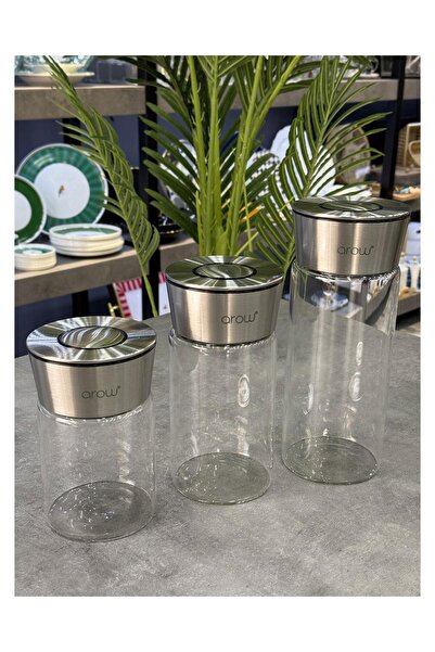 Doğudeko Inoxy 3-Piece Metal Jar Set with Vacuum Lids