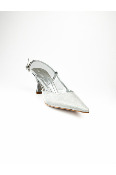 MASSİMA Γυναικεία παπούτσια βραδινής φόρεμα με ασημένιο τακούνι 80