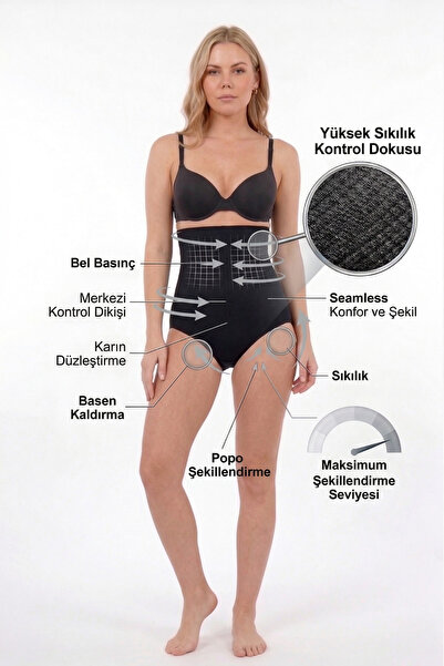 Hmd Women's Firming Silicone Waistband Super High Waist Skin Slip Corset