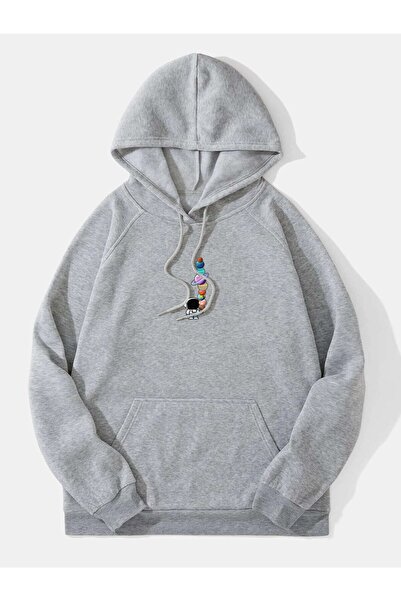 EYAX MODA Printed Unisex Oversize Hooded Sweatshirt