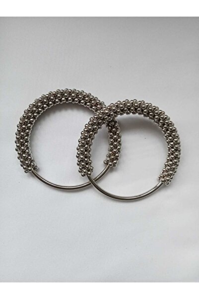 hobi duragı 12 cm Metal Bag with Knitted Beads Inside - Double