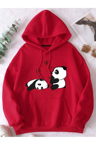EYAX MODA Unisex Panda Printed Hooded Sweatshirt Eyaxx Sportwear Company