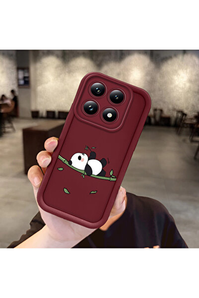 Hontinga Mi 14T Pro Uyumlu Panda Desen Darbeye Dayanıklı Basit Bordo Silikon ...