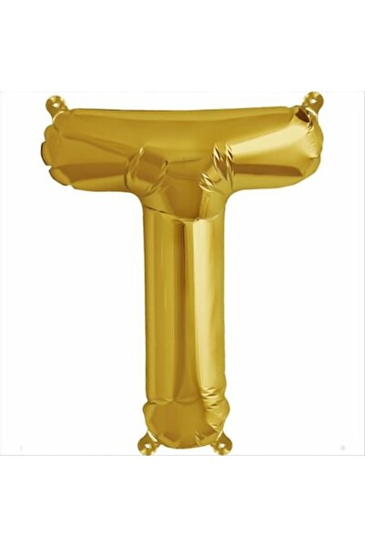 Shop Carnaval Balon din folie, în formă de litera T, culoare aurie, 41 cm, 1 ...