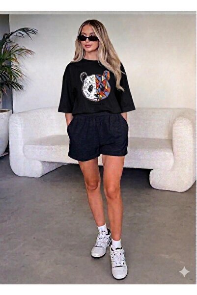 YK WEAR On the Trend List! Panda Printed T-Shirt & Shorts Set – Comfortable F...