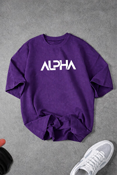 Revasser Unisex Men/Women Alpha Custom Printed Oversize Crew Neck Combed Cott...