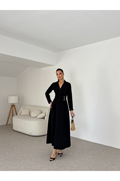 Nesil Γυναικείο μακρύ φόρεμα με διπλό γιακά και λεπτομέρεια με κουμπιά